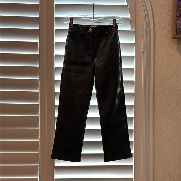Aritzia Black Faux Leather Cropped Pants - Picture 1 of 5